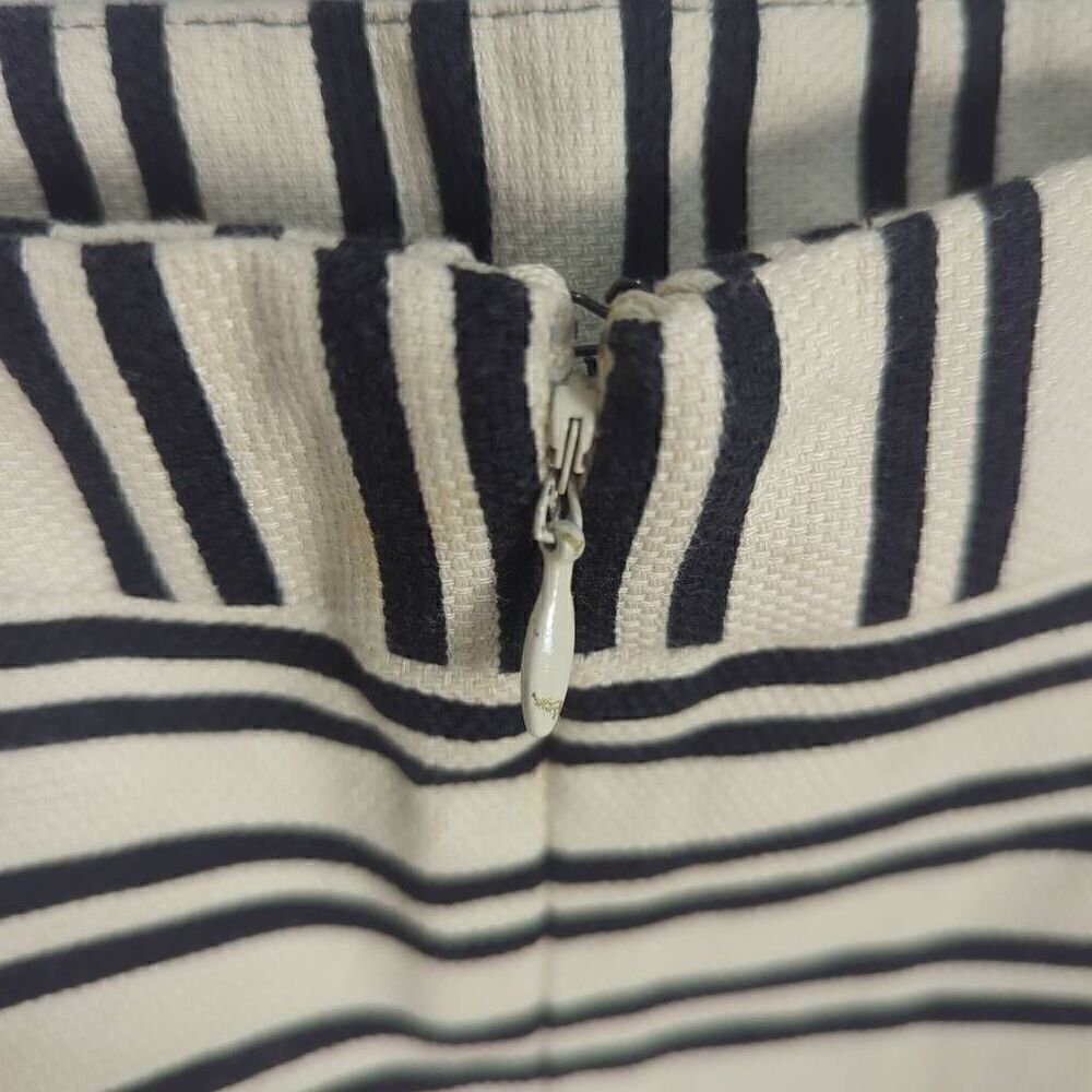 Loft Womens Size 6 Skirt Black Cream Stripe Back Zipper Slit Cotton Stretch NWT - Picture 4 of 8